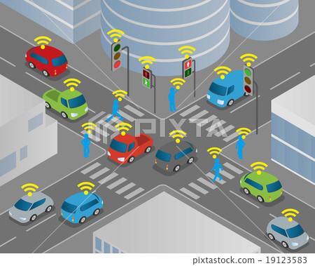 Intersections, traffic lights and car radio communications 19123583