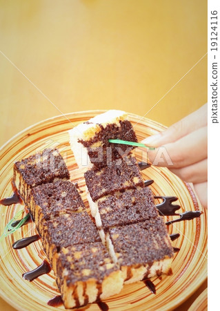 bread topped with chocolate. bread topped with chocolate. 19124116