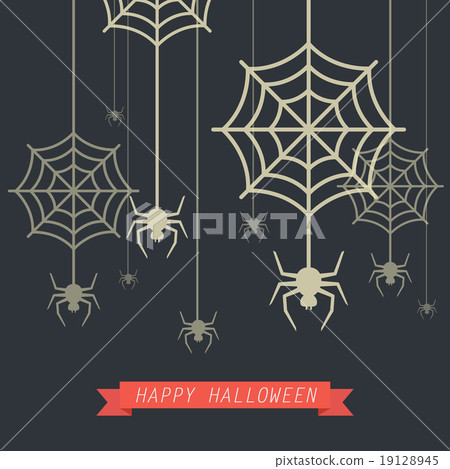 Happy Halloween Spider with Cobweb Happy Halloween Spider with Cobweb 19128945