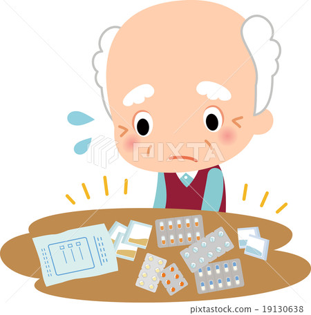 Senior men who are confused with lots of drinking medicine 19130638