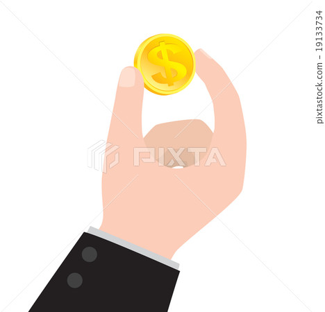 hand holding gold coins on white background hand holding gold coins on white background 19133734