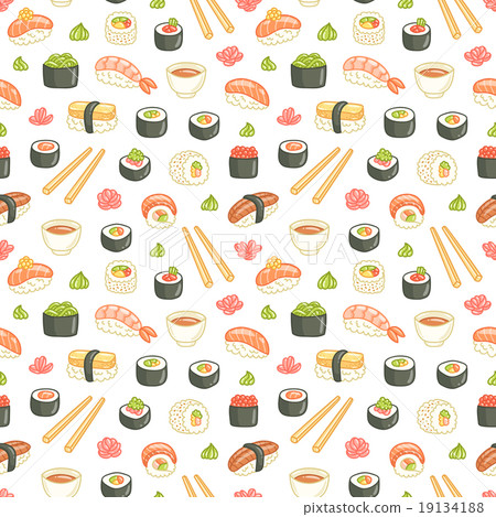 Sushi and rolls seamless pattern 19134188