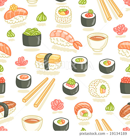 Sushi and rolls seamless pattern Sushi and rolls seamless pattern 19134189
