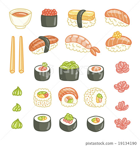 Sushi and rolls vector illustrations collection Sushi and rolls vector illustrations collection 19134190
