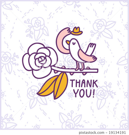Thank you floral birdie card 19134191