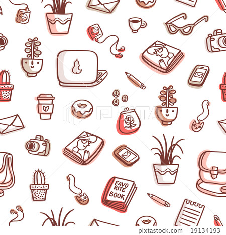 What's on my table brown colorful seamless pattern 19134193
