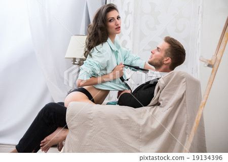 Sexy brunette seduced a guy. Sexy brunette seduced a guy. 19134396