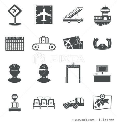 Airport black icons set 19135766