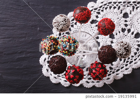 chocolate cake pops with candy sprinkles 19135991
