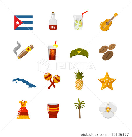 Flat Color Isolated Cuba Icons 19136377