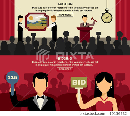 Auction And Bidding Banners Set  19136582