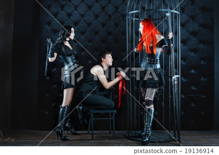 Two girls mistress dominate man. Two girls mistress dominate man. 19136914