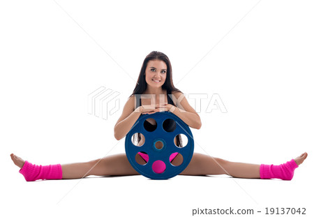 Strength and stretching. Smiling athlete posing Strength and stretching. Smiling athlete posing 19137042