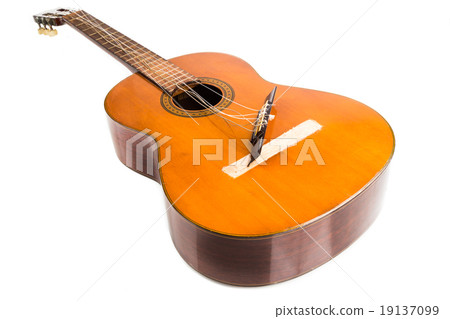 Broken classical guitar with detached bridge 19137099
