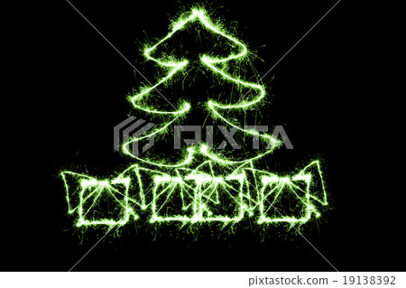 green Christmas tree and gifts made by sparkler green Christmas tree and gifts made by sparkler 19138392