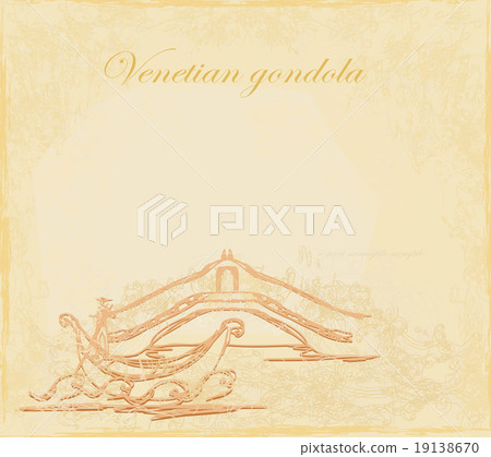 Venetian gondola retro style card  19138670