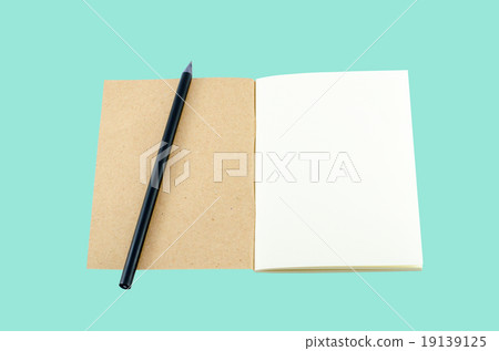 Notebook from recycle paper and black pencil Notebook from recycle paper and black pencil 19139125