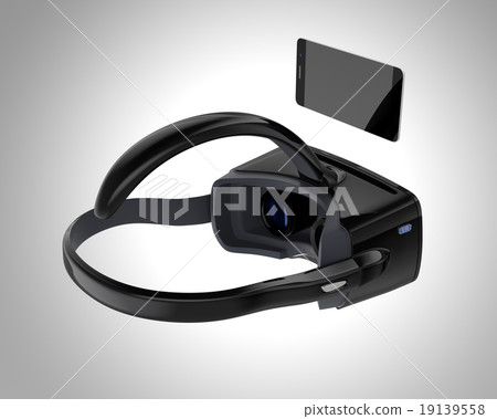 使用智能手機的頭戴式VR設備。原創設計,鏤空通行證 使用智能手機的頭戴式VR設備。原創設計,鏤空通行證 19139558