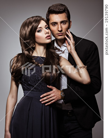 portrait of beautiful flirting  couple in love 19139790