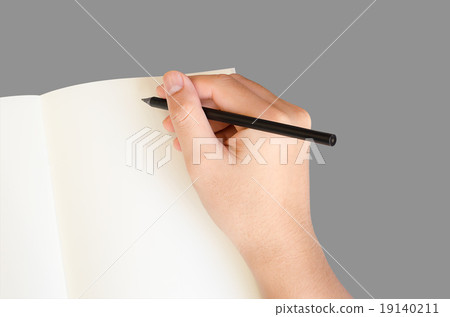 Hand write on notebook on gray background Hand write on notebook on gray background 19140211