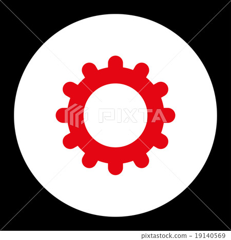 Gear flat red and white colors round button - Stock Illustration ...
