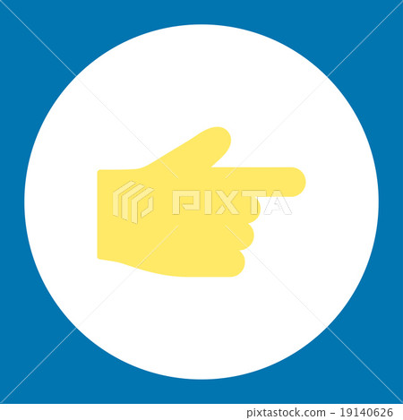 Index Finger flat yellow and white colors round button 19140626