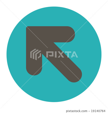 Arrow Up Left flat grey and cyan colors round button 19140764