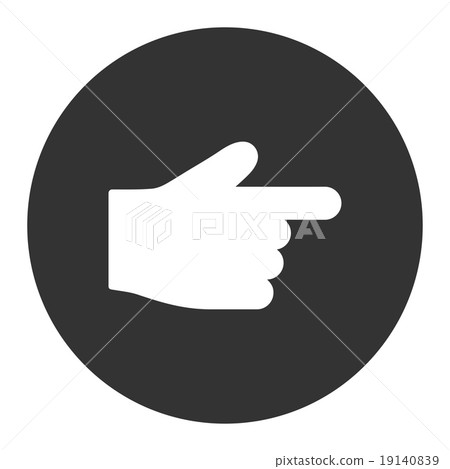 Index Finger flat white and gray colors round button 19140839