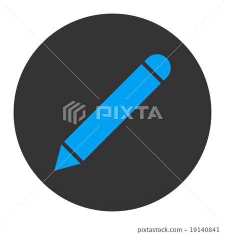 Pencil flat blue and gray colors round button 19140841