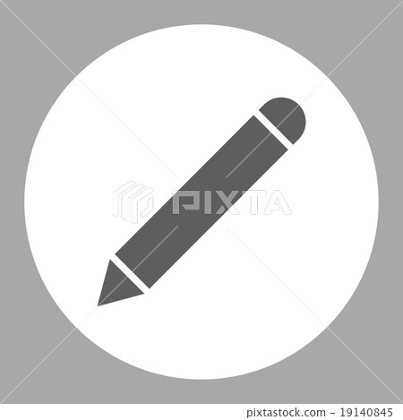 Pencil flat dark gray and white colors round button Pencil flat dark gray and white colors round button 19140845