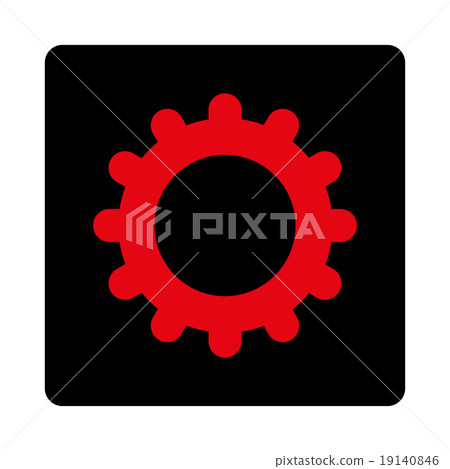 Gear flat intensive red and black colors rounded button Gear flat intensive red and black colors rounded button 19140846