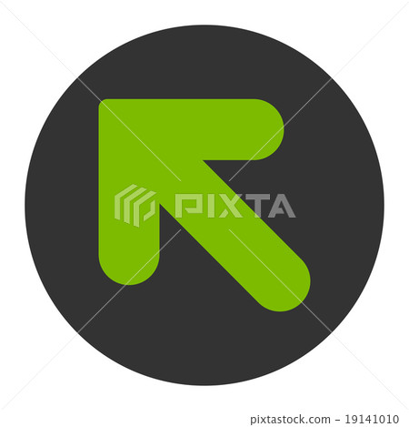 Arrow Up Left flat eco green and gray colors round button 19141010