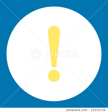 Exclamation Sign flat yellow and white colors round button Exclamation Sign flat yellow and white colors round button 19141756