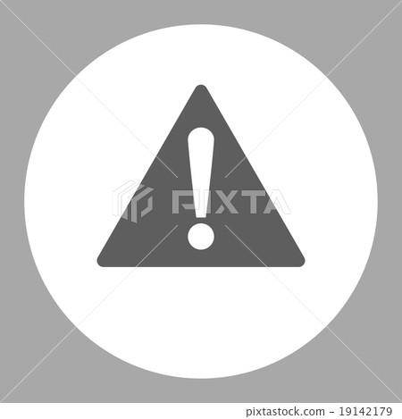 Warning flat dark gray and white colors round button 19142179