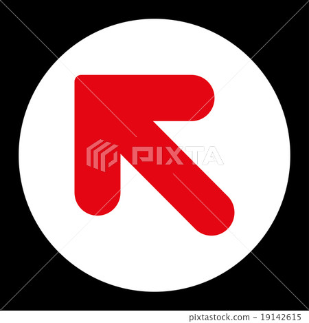 Arrow Up Left flat red and white colors round button 19142615
