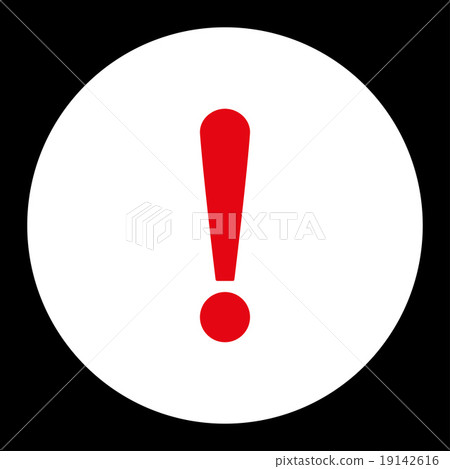 Exclamation Sign flat red and white colors round button Exclamation Sign flat red and white colors round button 19142616