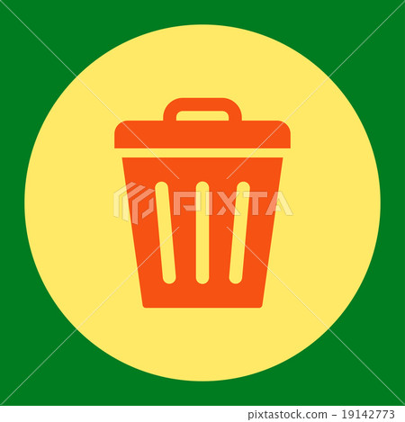Trash Can flat orange and yellow colors round button 19142773