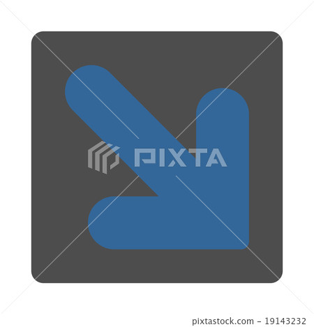 Arrow Down Right flat cobalt and gray colors... - Stock Illustration ...