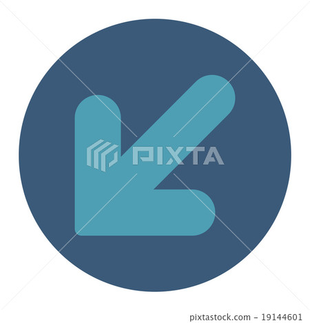 Arrow Down Left flat cyan and blue colors round... - Stock Illustration ...