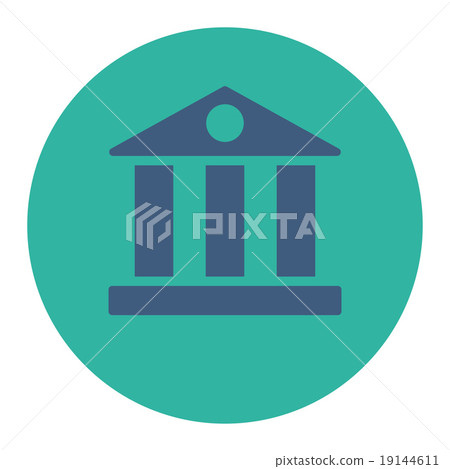 Bank flat cobalt and cyan colors round button - Stock Illustration ...
