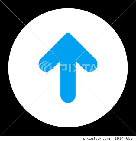 Arrow Up flat blue and white colors round button 19144692