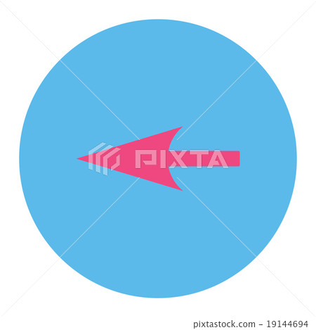 Sharp Left Arrow flat pink and blue colors round button 19144694