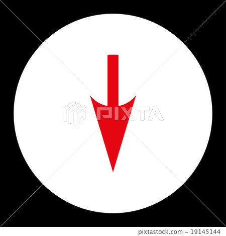 Sharp Down Arrow flat red and white colors round button Sharp Down Arrow flat red and white colors round button 19145144