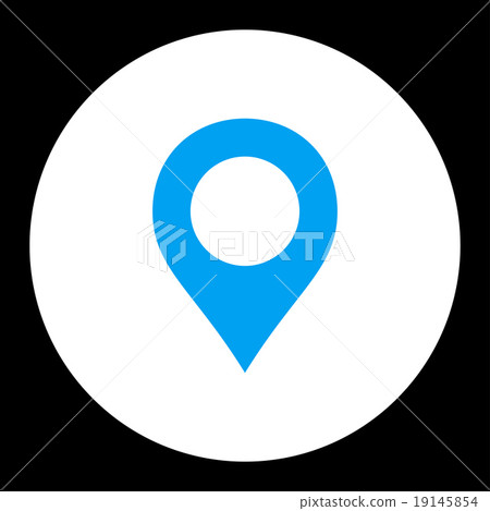 Map Marker flat blue and white colors round button 19145854
