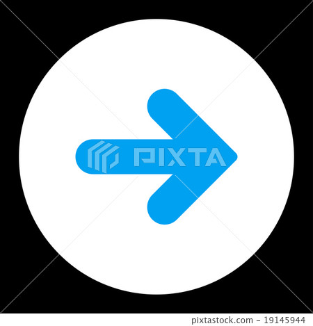 Arrow Right flat blue and white colors round button 19145944