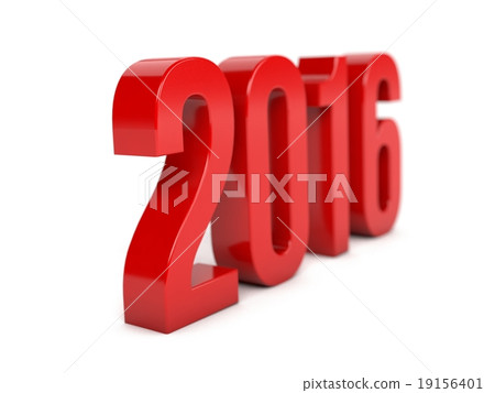Red 2016 year on a white background. 3d rendered 19156401