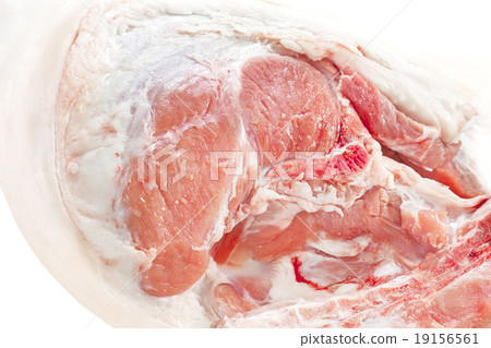 Pork leg fresh meat close up isolated on white Pork leg fresh meat close up isolated on white 19156561