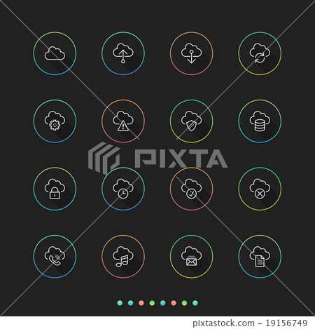 Cloud database Icons with color circle  19156749