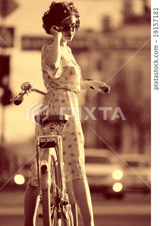 girl on a bicycle spring morning girl on a bicycle spring morning 19157181