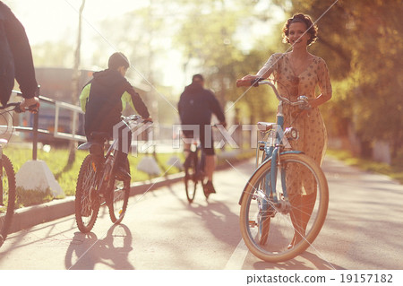 girl on a bicycle spring morning girl on a bicycle spring morning 19157182